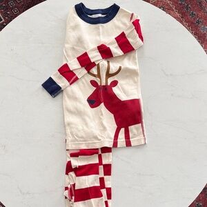 Hanna Andersson Red and Cream Reindeer Pajama Set
